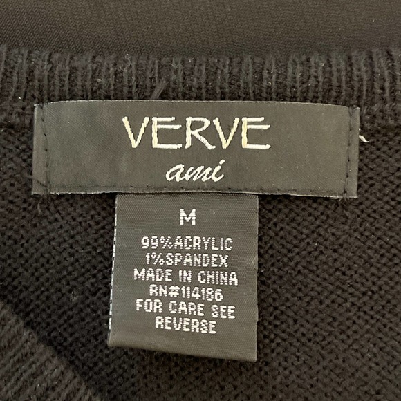 Verve ami Black V Neck Acrylic Sweater with Zippers‎ Medium Pre-owned - Picture 6 of 8